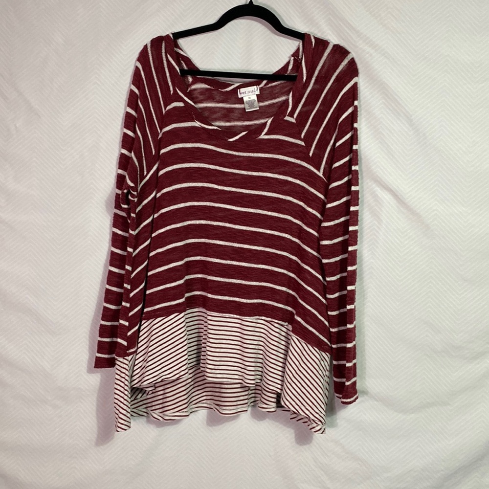 Wet Seal Burgundy Striped Long Sleeve